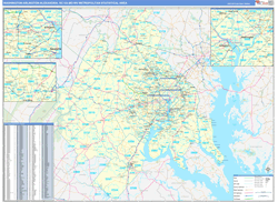 Washington-Arlington-Alexandria Metro Area Wall Map Basic Style 2026